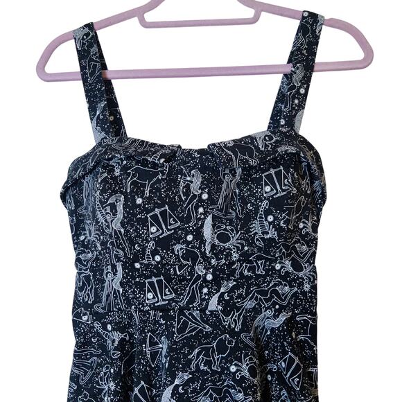 Eva Rose Zodiac Astrology Black Celestial Retro Mini Dress Medium Rockabilly - Picture 4 of 12